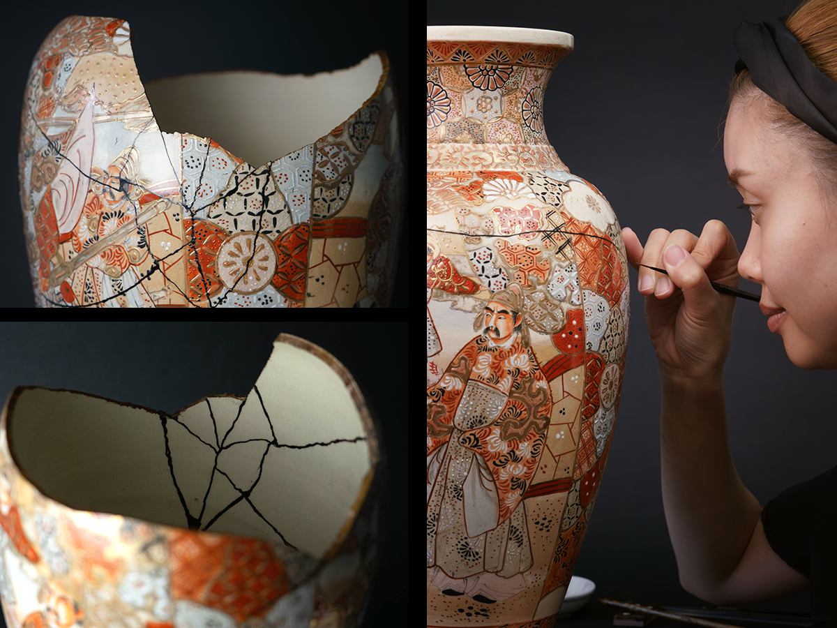 satsuma vase kintsugi repair process